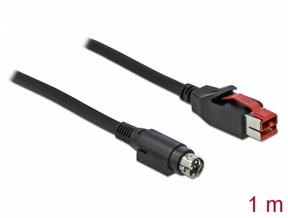 Cablu PoweredUSB 24 V la Mini-DIN 3 pini 1m pentru imprimante POS si terminale, Delock 85945 conectica.ro